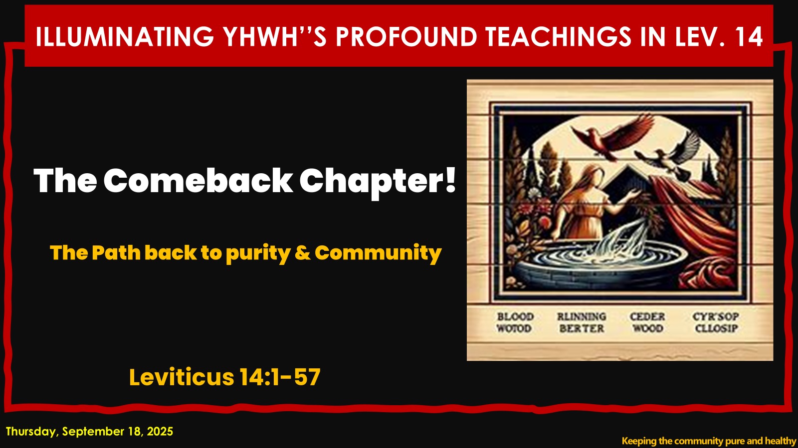 Leviticus 14 – The Comeback Chapter! The Path Back to Purity and Community!